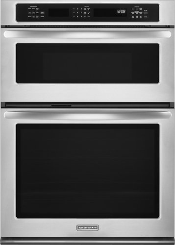  KitchenAid - 30&quot; Built-In Single Electric Convection Wall Oven with Built-In Microwave - Stainless Steel