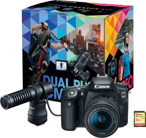 Canon - EOS 90D DSLR Camera with EF-S 18-55mm Lens Video Creator Kit - Black