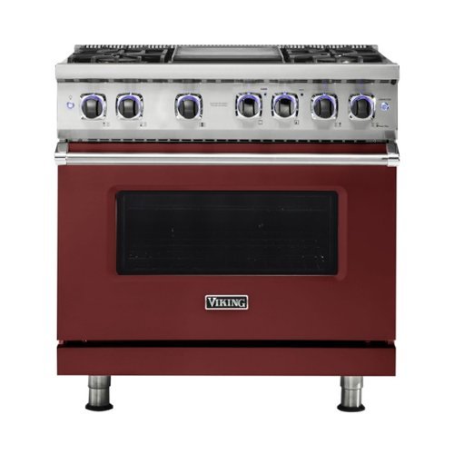Viking - Professional 7 Series 5.6 Cu. Ft. Freestanding Dual Fuel LP Gas True Convection Range with Self-Cleaning - Reduction red