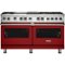 Viking - 5-Series Dual Fuel Self-Clean 60"W Sealed Burner Range - San Marzano Red-Front_Standard