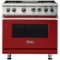 Viking - 5-Series 5.6 Cu. Ft. Self-Cleaning Freestanding Dual Fuel Convection Range - San Marzano Red-Front_Standard