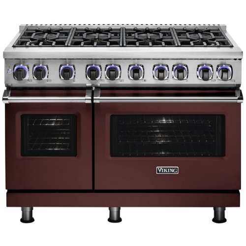Viking - Professional 7 Series Freestanding Double Oven Dual Fuel Convection Range with Self-Cleaning - Kalamata red