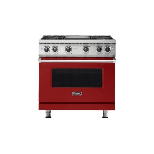 Viking - Professional 5 Series 5.1 Cu. Ft. Freestanding LP Gas Convection Range - Reduction red