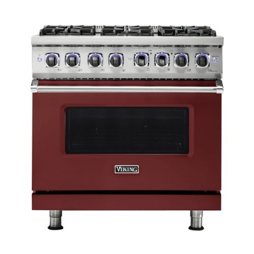 Viking - Freestanding 7 Series Dual Fuel Self-Clean 36"W Range - Reduction Red-Front_Standard 