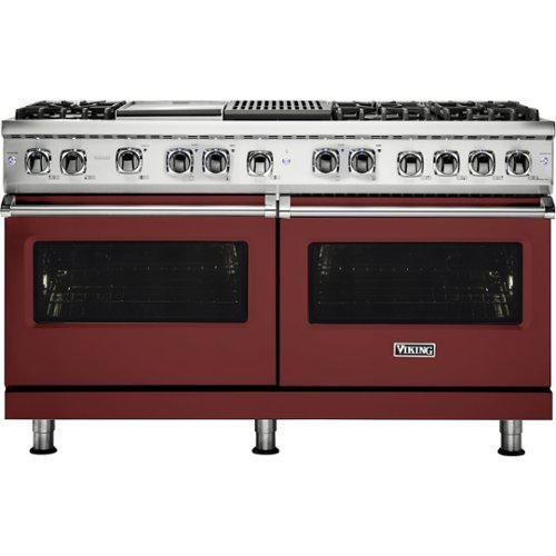 Viking - Professional 5 Series Freestanding Double Oven Dual Fuel Convection Range with Self-Cleaning - Reduction red