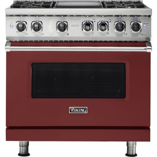 Viking - Professional 5 Series 5.6 Cu. Ft. Freestanding Dual Fuel LP Gas True Convection Range with Self-Cleaning - Reduction red