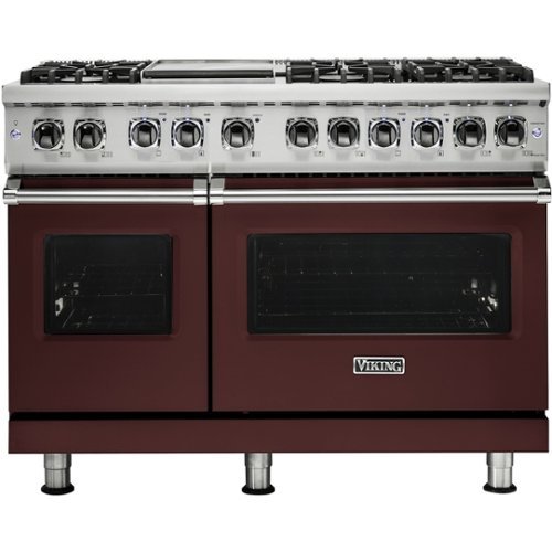 Viking - Professional 5 Series 7.3 Cu. Ft. Freestanding Double Oven Dual Fuel LP Gas True Convection Range with Self-Cleaning - Kalamata red
