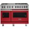 Viking - 48"W 7-Series Dual Fuel Self-Clean Range-6 Burners + Griddle - LP - San Marzano Red-Front_Standard