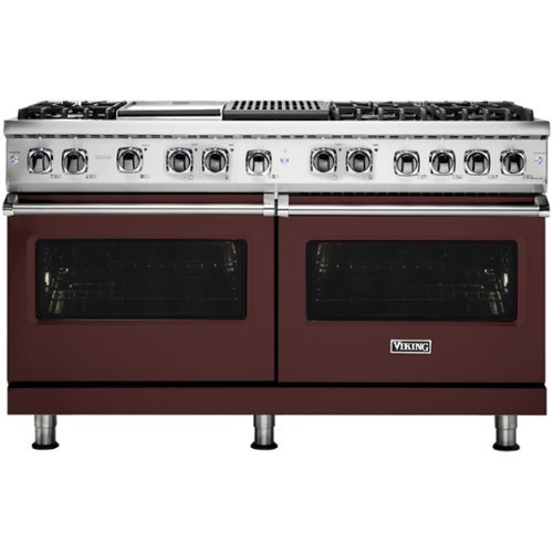 Viking - Professional 5 Series Freestanding Double Oven Dual Fuel Convection Range with Self-Cleaning - Kalamata red