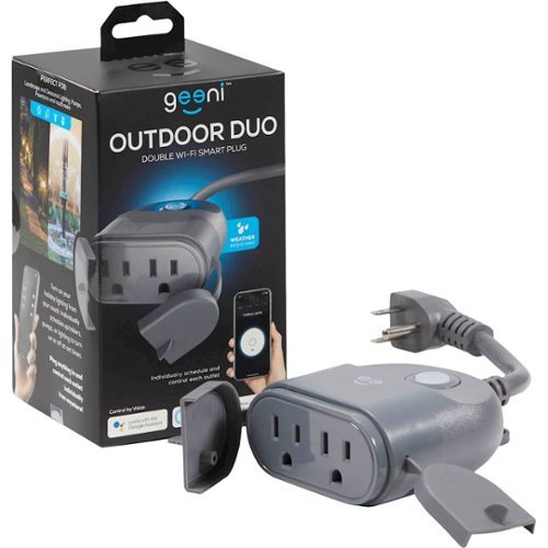 Geeni Dual Outlet Outdoor Wi-Fi Smart Plug - Gray WORLDWIDE DELIVERY