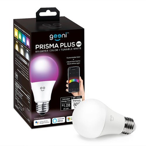 Geeni - PRISMA PLUS 800 Wi-Fi Smart LED Light Bulb - Color & Tunable White