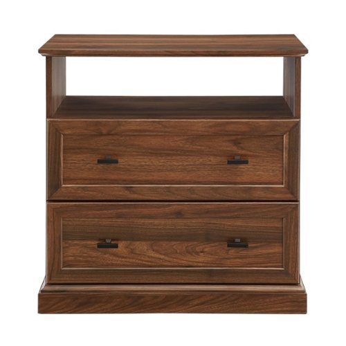 Walker Edison - Classic 2-Drawer End Table - Dark Walnut