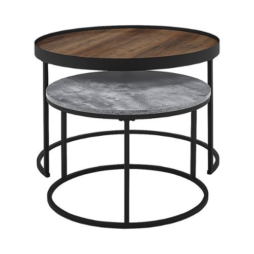Walker Edison - Nesting Coffee Table (Set of 2) - Rustic Oak/Concrete