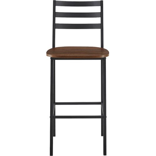 Walker Edison - Industrial Slat-Back Counter Stool (2-Pack) - Dark Walnut