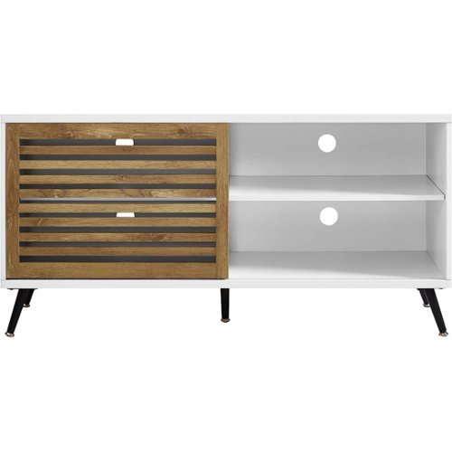Walker Edison - Mid Century Modern TV Stand for Most Flat-Panel TVs Up to 58" - White/Barnwood