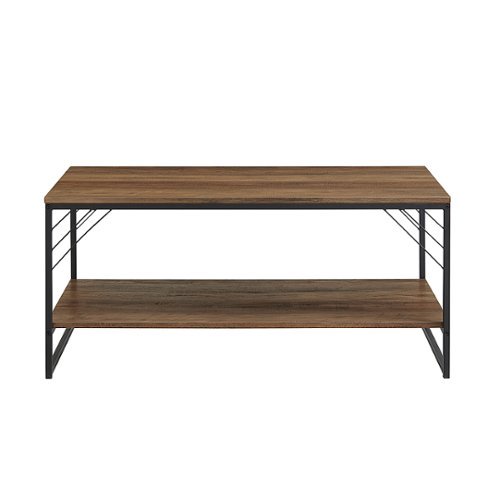Walker Edison - Industrial Metal Accent Coffee Table - Reclaimed Barnwood-Front_Standard 