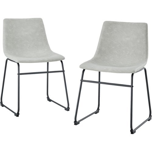 Walker Edison - 18" Industrial Faux Leather Dining Chairs (Set of 2) - Grey