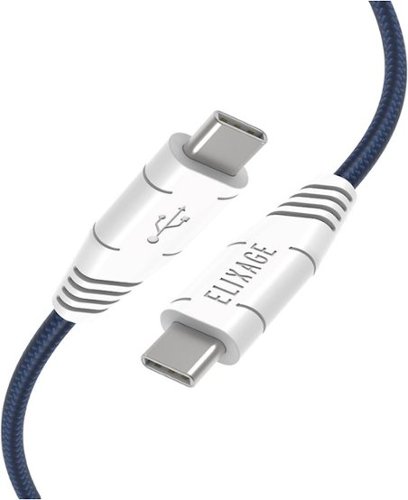 Elixage - Essential 6' USB Type C-to-USB Type C Charge-and-Sync Cable - Blue