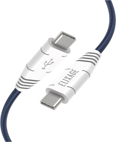 Elixage - Essential 4' USB Type C-to-USB Type C Charge-and-Sync Cable - Blue