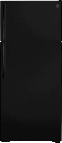 Front. GE - 17.5 Cu. Ft. Top-Freezer Refrigerator - Black.