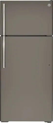 Front. GE - 17.5 Cu. Ft. Top-Freezer Refrigerator - Slate.