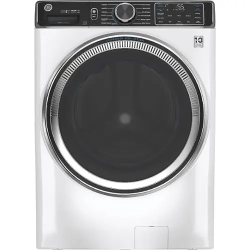 Front. GE - 5.0 Cu Ft High-Efficiency Stackable Smart Front Load Washer w/UltraFresh Vent, Microban Antimicrobial & 1-Step Wash+Dry - White.