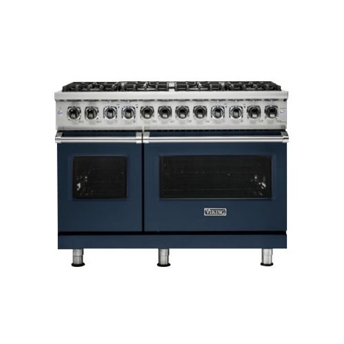 Viking - Professional 5 Series Freestanding Double Oven Dual Fuel Convection Range with Self-Cleaning - Slate blue