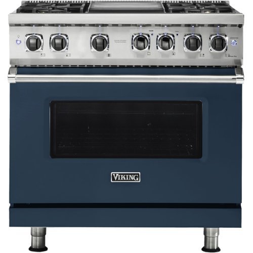 Viking - Professional 5 Series 5.6 Cu. Ft. Freestanding Dual Fuel True Convection Range with Self-Cleaning - Slate blue