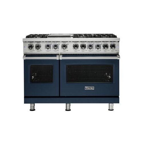 Viking - Professional 5 Series Freestanding Double Oven Dual Fuel True Convection Range with Self-Cleaning - Slate blue