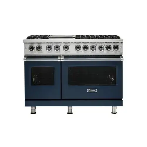 Front. Viking - 5-Series Dual Fuel Self-Clean 48"W Sealed Burner Range - Slate Blue.
