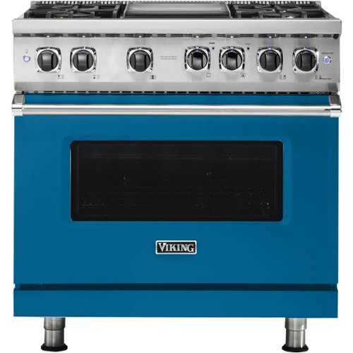 Viking - Professional 5 Series 5.6 Cu. Ft. Freestanding Dual Fuel True Convection Range with Self-Cleaning - Alluvial blue