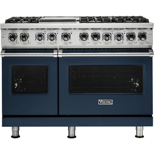 Viking - Professional 5 Series 7.3 Cu. Ft. Freestanding Double Oven Dual Fuel LP Gas True Convection Range with Self-Cleaning - Slate blue