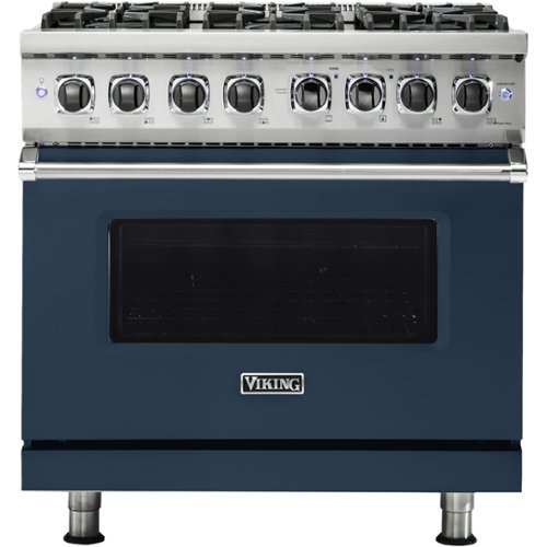Viking - Professional 5 Series 5.6 Cu. Ft. Freestanding Dual Fuel True Convection Range with Self-Cleaning - Slate blue