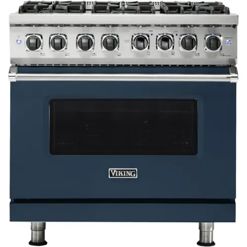 Front. Viking - 5-Series 5.6 Cu. Ft. Self-Cleaning Freestanding Dual Fuel Convection Range - Slate Blue.