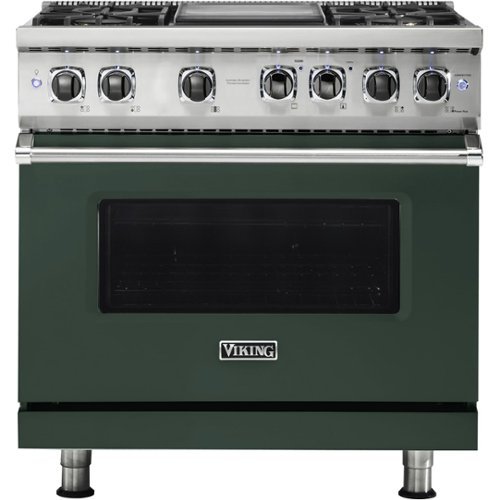 Viking - Professional 5 Series 5.6 Cu. Ft. Freestanding Dual Fuel True Convection Range with Self-Cleaning - Blackforest green