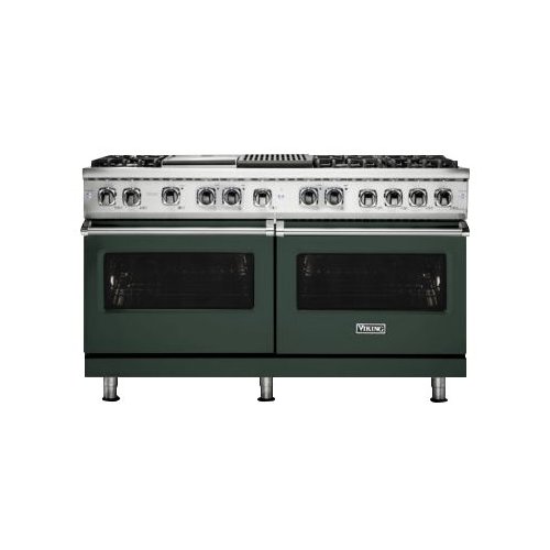 Viking - Professional 5 Series 9.4 Cu. Ft. Freestanding Double Oven Dual Fuel LP Gas Convection Range with Self-Cleaning - Blackforest green