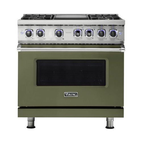 Viking - Professional 7 Series 5.6 Cu. Ft. Freestanding Dual Fuel True Convection Range with Self-Cleaning - Cypress green