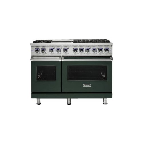 Viking - Professional 7 Series Freestanding Double Oven Dual Fuel Convection Range with Self-Cleaning - Blackforest green