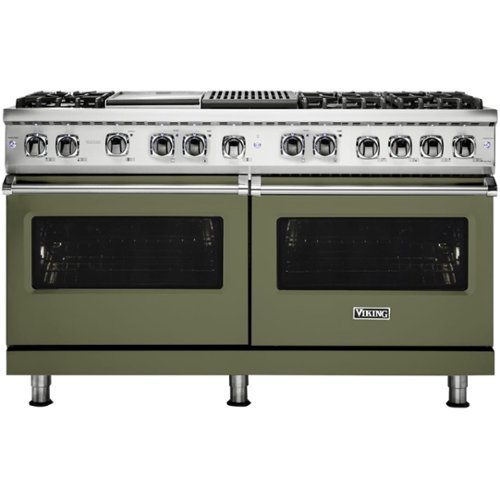 Viking - Professional 5 Series Freestanding Double Oven Dual Fuel Convection Range with Self-Cleaning - Cypress green