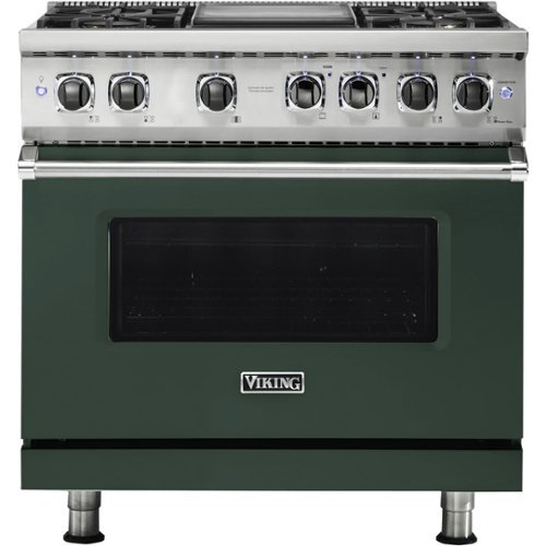 Viking - Professional 5 Series 5.6 Cu. Ft. Freestanding Dual Fuel LP Gas True Convection Range with Self-Cleaning - Blackforest green