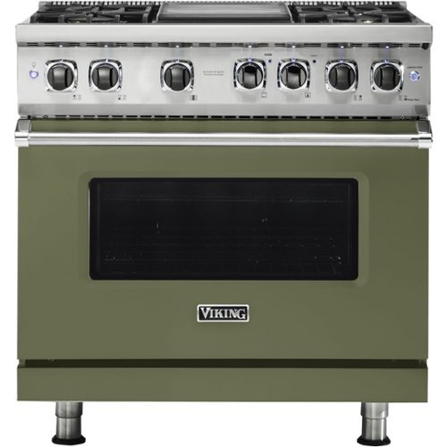 Viking - Professional 5 Series 5.6 Cu. Ft. Freestanding Dual Fuel True Convection Range with Self-Cleaning - Cypress green
