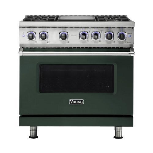 Viking - Professional 7 Series 5.6 Cu. Ft. Freestanding Dual Fuel LP Gas True Convection Range with Self-Cleaning - Blackforest green