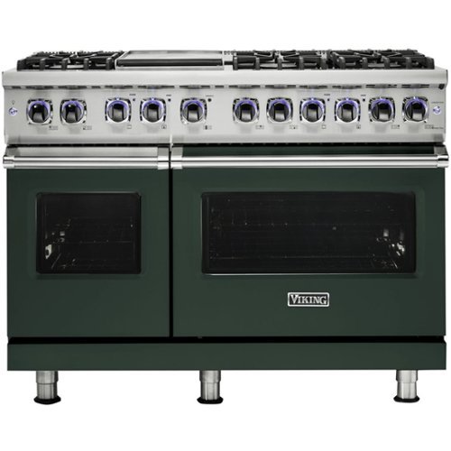 Viking - Professional 7 Series 7.3 Cu. Ft. Freestanding Double Oven Dual Fuel LP Gas Convection Range with Self-Cleaning - Blackforest green