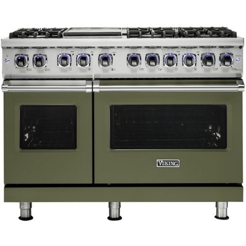 Viking - Professional 7 Series Freestanding Double Oven Dual Fuel Convection Range with Self-Cleaning - Cypress green