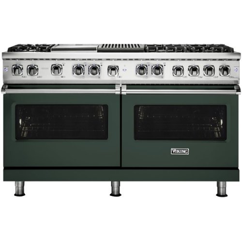 Viking - Professional 5 Series Freestanding Double Oven Dual Fuel Convection Range with Self-Cleaning - Blackforest green