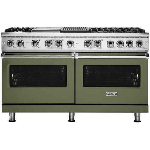 Viking - Professional 5 Series 9.4 Cu. Ft. Freestanding Double Oven Dual Fuel LP Gas Convection Range with Self-Cleaning - Cypress green