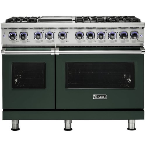 Viking - Professional 7 Series Freestanding Double Oven Gas Convection Range - Blackforest green