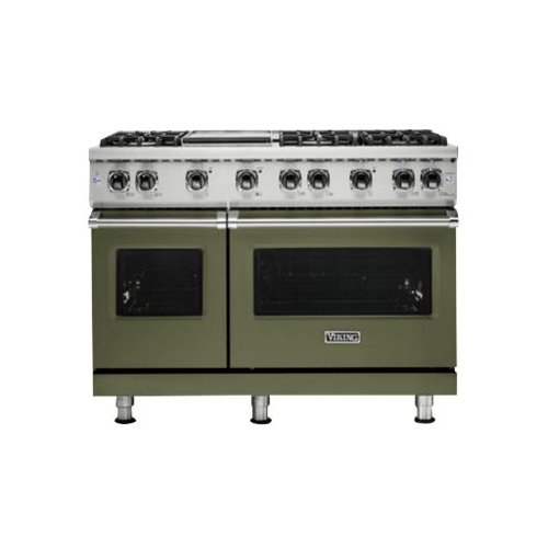 Viking - Professional 5 Series 6.1 Cu. Ft. Freestanding Double Oven LP Gas Convection Range - Cypress green