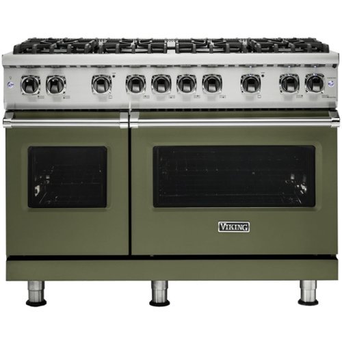 Viking - Professional 5 Series 6.1 Cu. Ft. Freestanding Double Oven LP Gas Convection Range - Cypress green