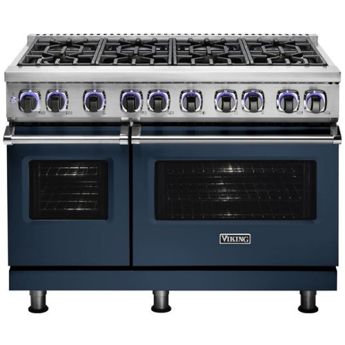 Viking - Professional 7 Series Freestanding Double Oven Dual Fuel Convection Range with Self-Cleaning - Slate blue